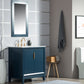 Elizabeth 30-Inch Single Sink Carrara White Marble Vanity In Monarch Blue set