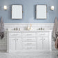 72" Palace Collection Quartz Carrara Bathroom Vanity Set, Mirror in Polished Nickel (PVD) Finish
