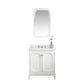 Queen 30-Inch Single Sink Quartz Carrara Vanity In Pure White set
