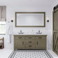 72 Inch Grizzle Grey Double Sink Bathroom Vanity sets With Carrara White Marble Counter Top From The ABERDEEN Collection
