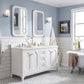 Queen 60-Inch Double Sink Quartz Carrara Vanity In Pure White set