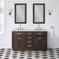 60 In. Double Sink Marble Countertop Vanity, Oak with Faucets and Mirrors, Chestnut  collection