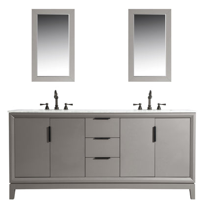 Elizabeth 72-Inch Double Sink Carrara White Marble Vanity In Cashmere Grey set