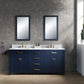 Madison 72-Inch Double Sink Carrara White Marble Vanity In Monarch Blue set