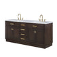 72 In. Double Sink Marble Countertop Vanity Oak with Faucets and Mirrors, Chestnut collection