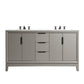 Elizabeth 60-Inch Double Sink Carrara White Marble Vanity In Cashmere Grey set