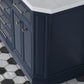 Palace 60 In. Double Sink White Quartz Countertop Vanity in Monarch Blue set
