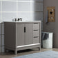 Elizabeth 36-Inch Single Sink Carrara White Marble Vanity In Cashmere Grey set