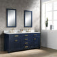 Madison 72-Inch Double Sink Carrara White Marble Vanity In Monarch Blue set