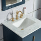 Elizabeth 24-Inch Single Sink Carrara White Marble Vanity In Monarch Blue set