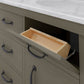 60 Inch Grizzle Grey Double Sink Bathroom Vanity set With Carrara White Marble Counter Top. ABERDEEN Collection