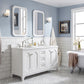 Queen 60-Inch Double Sink Quartz Carrara Vanity In Pure White set