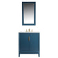 Elizabeth 30-Inch Single Sink Carrara White Marble Vanity In Monarch Blue set