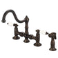 Bridge Style Kitchen Faucet with Side Spray.