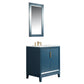 Elizabeth 30-Inch Single Sink Carrara White Marble Vanity In Monarch Blue set