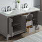 Elizabeth 60-Inch Double Sink Carrara White Marble Vanity In Cashmere Grey set