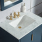 Elizabeth 30-Inch Single Sink Carrara White Marble Vanity In Monarch Blue set