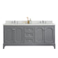 Queen 72-Inch Double Sink Quartz Carrara Vanity In Cashmere Grey set