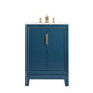 Elizabeth 24-Inch Single Sink Carrara White Marble Vanity In Monarch Blue set