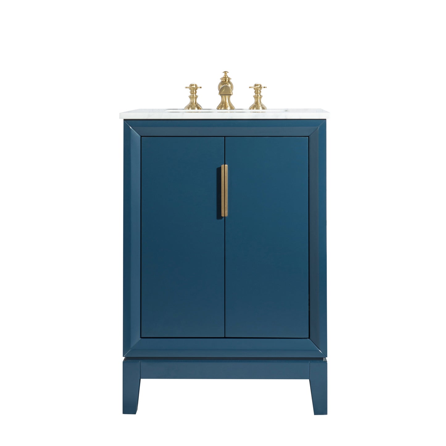 Elizabeth 24-Inch Single Sink Carrara White Marble Vanity In Monarch Blue set