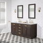 72 In. Double Sink Marble Countertop Vanity Oak with Faucets and Mirrors, Chestnut collection