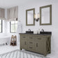 60 Inch Grizzle Grey Double Sink Bathroom Vanity sets With Blue Limestone Counter. ABERDEEN Collection