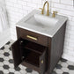 24 In. White Marble oak Vanity, Faucet and Mirror, Chestnut collection