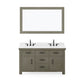 60 Inch Grizzle Grey Double Sink Bathroom Vanity set With Carrara White Marble Counter Top. ABERDEEN Collection
