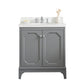 Queen 30-Inch Single Sink Quartz Carrara Vanity In Cashmere Grey set
