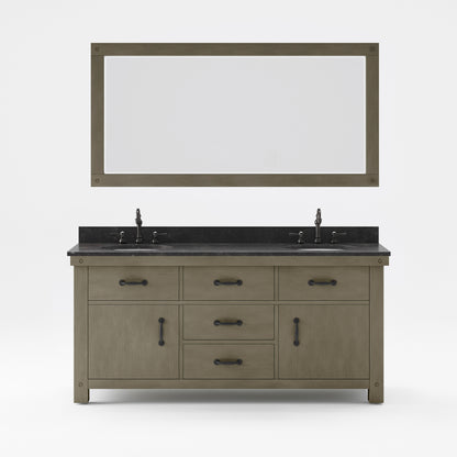 72 Inch Grizzle Grey Double Sink Bathroom Vanity sets With Blue Limestone CounterTop. ABERDEEN Collection