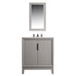 Elizabeth 30-Inch Single Sink Carrara White Marble Vanity In Cashmere Grey set