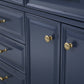 Palace 72 In. Double Sink White Quartz Countertop Vanity in Monarch Blue set