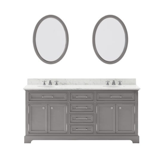 72 Inch Double Sink Bathroom Vanity, Mirrors And Faucets, Derby Collection