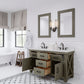 60 Inch Grizzle Grey Double Sink Bathroom Vanity set With Carrara White Marble Counter Top. ABERDEEN Collection
