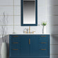 Elizabeth 48-Inch Single Sink Carrara White Marble Vanity In Monarch Blue set