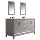 Elizabeth 60-Inch Double Sink Carrara White Marble Vanity In Cashmere Grey set