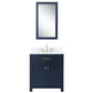 Madison 30-Inch Single Sink Carrara White Marble Vanity In Monarch Blue set