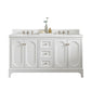 Queen 60-Inch Double Sink Quartz Carrara Vanity In Pure White set