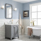 Queen 24-Inch Single Sink Quartz Carrara Vanity In Cashmere Grey set
