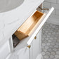 72" Palace Collection Quartz Carrara Bathroom Vanity Set in Satin Gold and Mirrors in Chrome