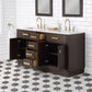 60 In. Double Sink Marble Countertop Vanity, Oak with Faucets and Mirrors, Chestnut  collection