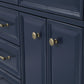 Palace 60 In. Double Sink White Quartz Countertop Vanity in Monarch Blue set