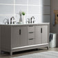 Elizabeth 60-Inch Double Sink Carrara White Marble Vanity In Cashmere Grey set