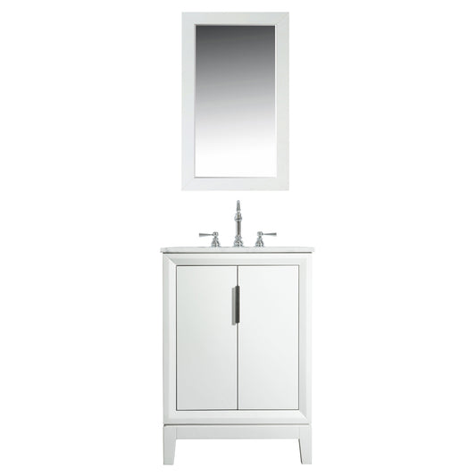 Elizabeth 24-Inch Single Sink Carrara White Marble Vanity In Pure White set