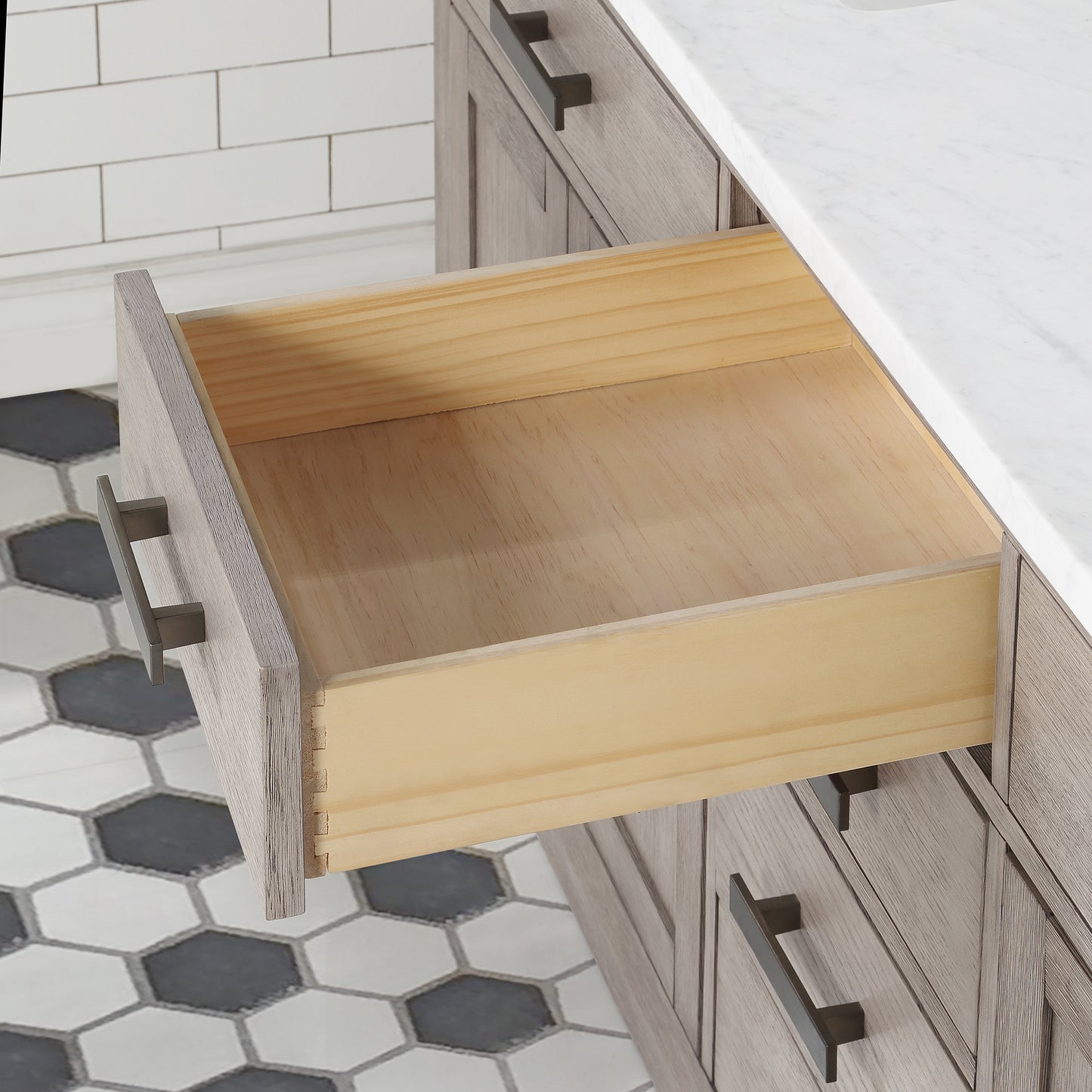 72 In. Double Sink Marble Countertop Vanity Oak with Faucets and Mirrors, Chestnut collection
