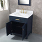 Madison 30-Inch Single Sink Carrara White Marble Vanity In Monarch Blue set