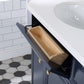 Palace 72 In. Double Sink White Quartz Countertop Vanity in Monarch Blue set