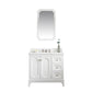 Queen 36-Inch Single Sink Quartz Carrara Vanity In Pure White set