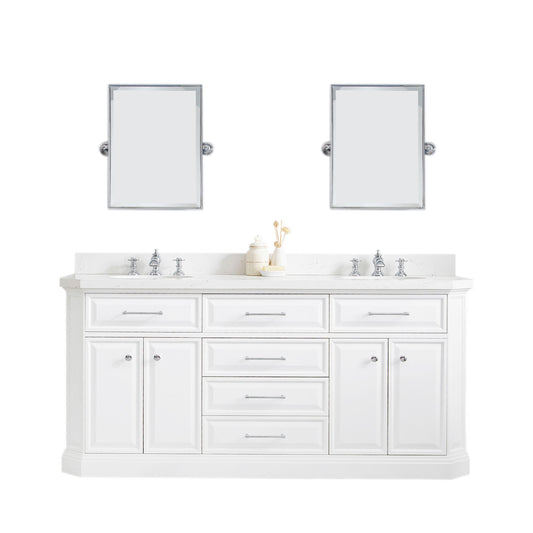 72" Palace Collection Quartz Carrara Multi Color Bathroom Vanity Sets
