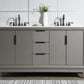 Elizabeth 60-Inch Double Sink Carrara White Marble Vanity In Cashmere Grey set